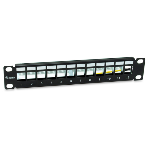 EQUIP 12PORT KEYSTONE SHIELDED PATCH PANEL BLACK 10" - Equip 769331