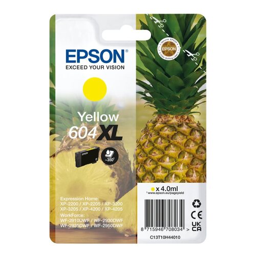 Cartucho de tinta amarelo original Epson 604XL - C13T10H44010 - Epson C13T10H44010