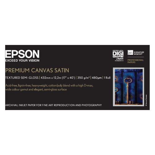 Papel Epson S041846 Tela Premier para impressão a jato de tinta, resistente à água, 350 g/m², 432 mm x 13 m - Epson C13S041846