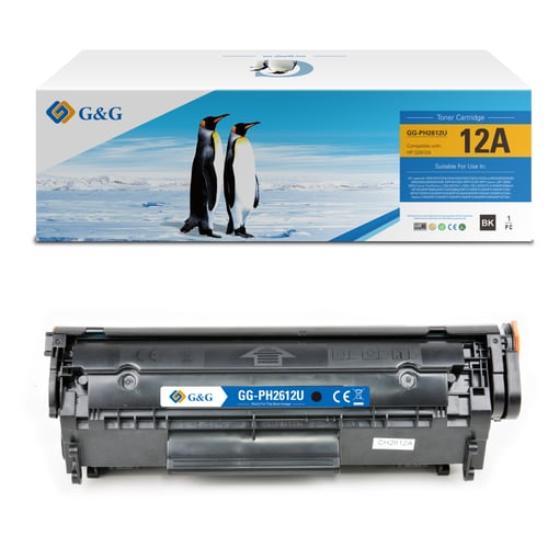 G&G HP Q2612A Preto Cartucho de Toner Compatível, 2.000 Páginas - Toner Compatível 12A