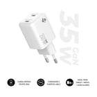Carregador de parede Subblim GaN 35W - 2xUSB-C - Carregamento rápido - Cor branca - Subblim SUBCHG-6G3520