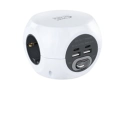 Base Nanocable com 3 plugues tipo F + 2x USB-A e 2x USB-C com switch - cabo de 1,40m - Nanocable 10.37.0001