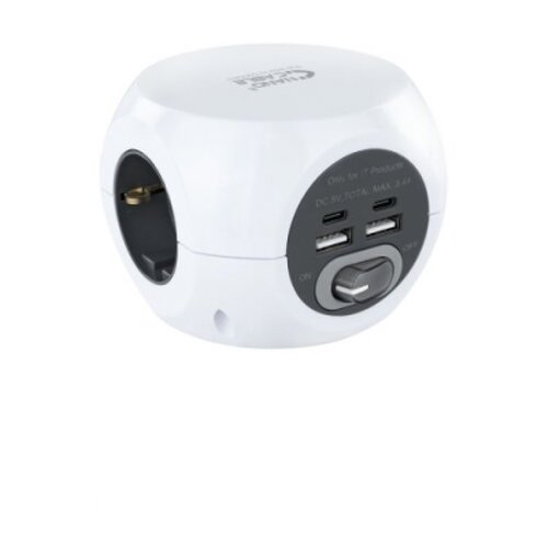 Base Nanocable com 3 plugues tipo F + 2x USB-A e 2x USB-C com switch - cabo de 1,40m - Nanocable 10.37.0001