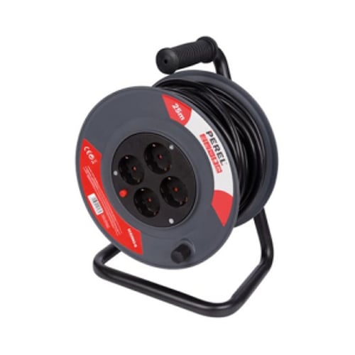 Cabo Extensão Elétrica com Desenrolador e 4 Tomadas 25m - Perel VELECR25N2-G