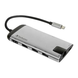 VERBATIM DOCK USB-C 2xUSB3 1xHDMI 1XUSB-C PD 100W 1xRJ45 1XC.READER ALUMINIO - Verbatim 49142