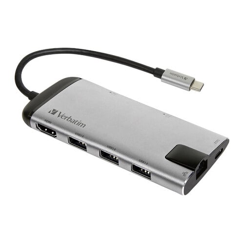 VERBATIM DOCK USB-C 2xUSB3 1xHDMI 1XUSB-C PD 100W 1xRJ45 1XC.READER ALUMINIO - Verbatim 49142