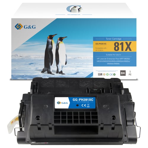 G&G HP CF281X Preto Cartucho de Toner Compatível, 25.000 Páginas - Toner Compatível 81X