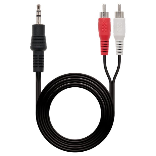 Cabo de áudio estéreo nanocabo jack 3,5 mm macho para 2x RCA macho 10 m - cor preta - Nanocable 10.24.0310