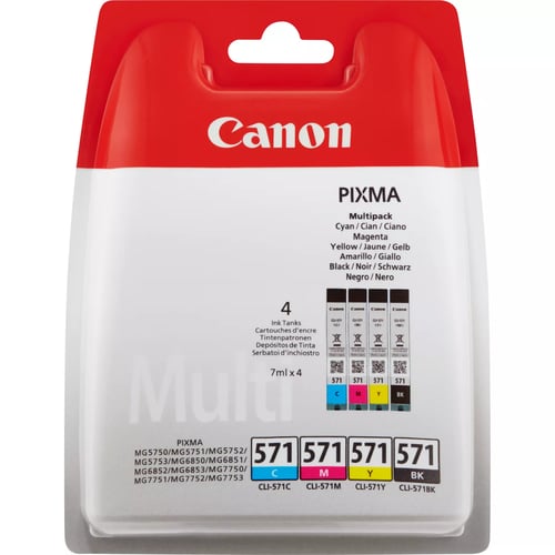 Pacote de 4 cartuchos de tinta originais Canon CLI571 - 0386C005 - Canon 0386C005