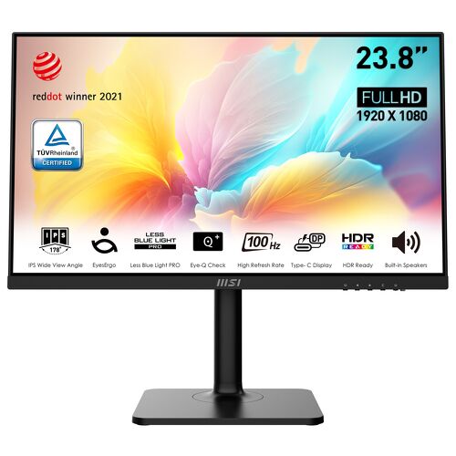 Monitor MSI Modern MD2412P 23,8\" FHD IPS 100Hz 1ms(MRPT)HDR 300nits EyesErgo,Eye-Q,HAS,HDMI,USB-C DP - MSI 9S6-3PA59H-060