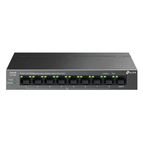 TP-LINK SWITCH 9-PORT 10/100 MBPS DESKTOP SWITCH WITH 8-PORT POE+ - TP-Link LS109P