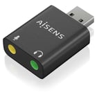 Conversor USB-A para Áudio 48KHz da Aisens - USB-A/M-2xJACK 3.5/H - Preto - Aisens 260992