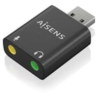 Conversor USB-A da Aisens para áudio de 48KHz - USB-A/M-2xJACK 3.5/H - Preto - Aisens 260992