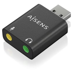 Conversor USB-A da Aisens para áudio de 48KHz - USB-A/M-2xJACK 3.5/H - Preto - Aisens 260992