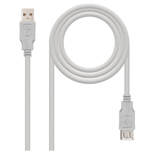 Cabo de Extensão Nanocabo USB-A 2.0 Macho para USB-A Fêmea 3m - Nanocable 10.01.0204