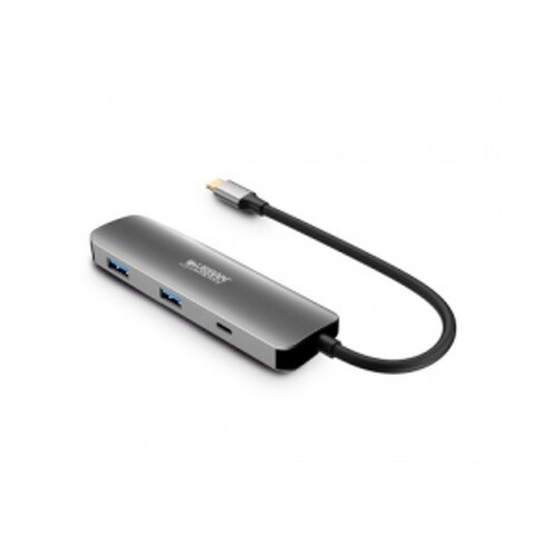 Urban Factory Hubee HUB 4 em 1 - USB-C Macho - USB-A/USB-C/HDMI Fêmea - 100W PD - Cor Cinza Metalizado - Urban Factory MHC40UF