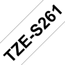 Fita laminada super adesiva. Texto preto sobre fundo branco. Largura: 36 mm. Comprimento: 8 m - Brother TZeS261