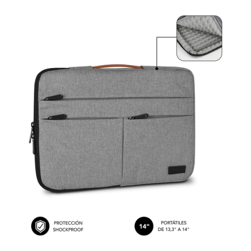 Bolsa para portátil Subblim Air Padding 360 13,3" a 14" - Proteção 360º com Air Padding - Vários bolsos - Resistente e durável - Cor cinzento claro - Subblim SUBLS-AP36002