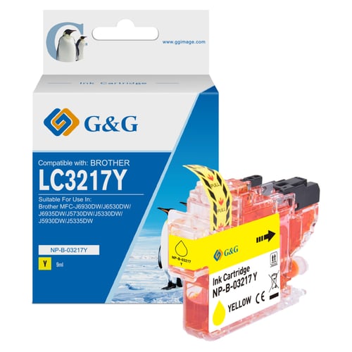 G&G Brother LC3217 Amarelo Cartucho de Tinta Compatível, 10 ml - Tinteiro Compatível LC3217Y