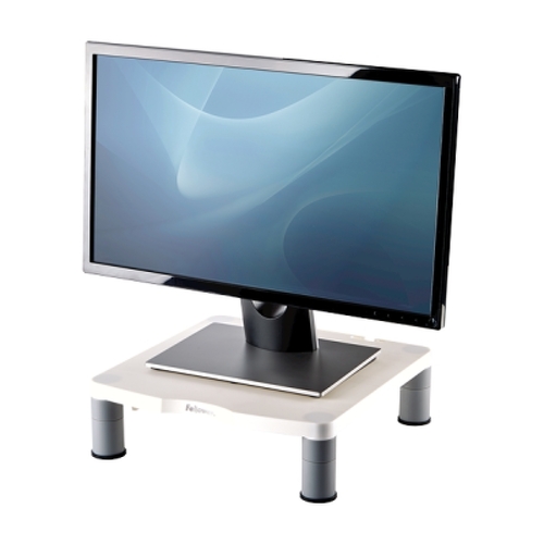 Suporte para monitor standard Fellowes - 3 alturas ajustáveis - Pés antiderrapantes - Até 27 kg - Cinzento - Fellowes 91712