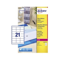 Etiquetas 063,5x038,1mm 25Fls Transparente Avery 525un - Avery AVEL7560-25