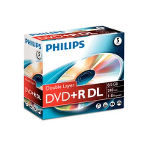 DVD+R 8.5GB 8x Dual Layer Philips Jewell Case 5un - Philips PHIDR8S8J05C