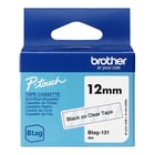 Fita Btag-131, 12mm, preto sobre transparente - Brother BTAG-131