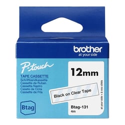 Fita Btag-131, 12mm, preto sobre transparente - Brother BTAG-131