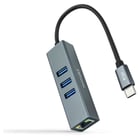 Adaptador de rede USB-C Nanocable para Gigabit Ethernet 10/100/1000 Mbps + 3 portas USB 3.0 - Nanocable 10.03.0408
