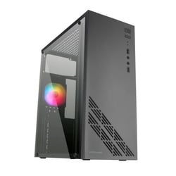 Caixa semi-torre Mars Gaming MC100 ATX, Micro ATX, Mini-ITX - Painel lateral em acrílico - Tamanho do disco rígido 2,5", 3,5" - USB-A 3.0, USB-A 2.0 e áudio - Ventoinha FRGB de 90 mm incluída - Suporte para arrefecimento líquido - Mars Gaming MC100
