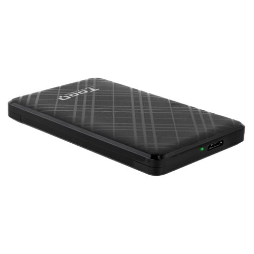 Estojo para disco rígido/SSD externo Tooq 2,5" USB 3.0/3.1 Gen 1 - SATA I, II e III - Porta USB3.0 Tipo Micro-B para USB3.0 Tipo A - Tooq TQE-2500B