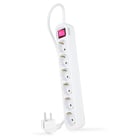 Faixa de Proteção de Nanocabo com 6 Shucks - Cabo de 1,40m - Interruptor Liga/Desliga - Cor Branca - Nanocable 10.37.0006