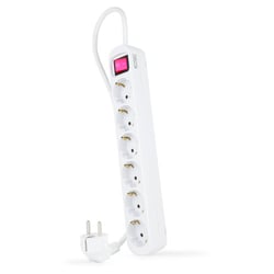 Faixa de Proteção de Nanocabo com 6 Shucks - Cabo de 1,40m - Interruptor Liga/Desliga - Cor Branca - Nanocable 10.37.0006