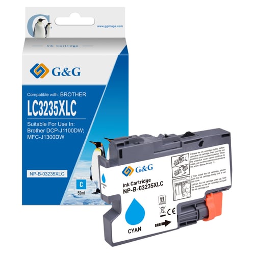 G&G Brother LC3235XL/LC3233 Cião/Azul Cartucho de Tinta Compatível, 5.000 Páginas - Tinteiro Compatível LC3235XLC/LC3233C