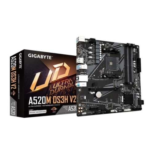 Placa-mãe Gigabyte A520M DS3H V2 AMD AM4 4xDDR4 - M.2, SATA, PCIe 3.0 - HDMI, DisplayPort, DVI, RJ-45, USB 3.2 - MicroATX - Gigabyte A520M DS3H V2