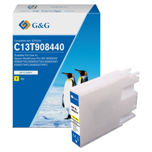 G&G Epson T9084 Amarelo Cartucho de Tinta Pigmentada Compatível, 4.000 Páginas - Tinteiro Compatível C13T908440