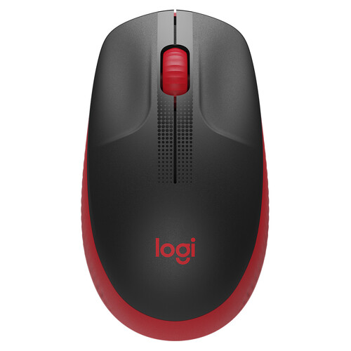 Logitech M190 Full Size Wireless USB 1000dpi Mouse - 3 botões - Tamanho grande - Uso ambidestro - Preto/Vermelho - Logitech 910-005908