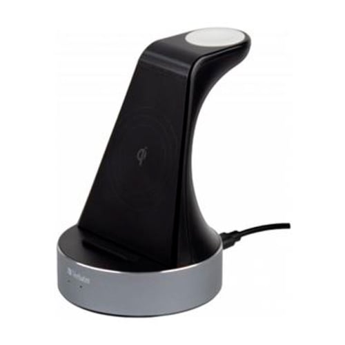 VERBATIM CARREGADOR WIRELESS QI MFI APPLE 2 EM 1 ALUMINIO - Verbatim 49555