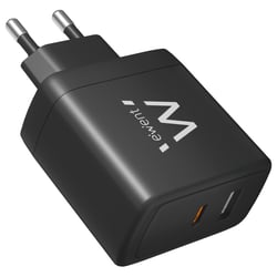 EWENT CARREGADOR GAN USB-C E USB-A 65W BLACK - Ewent EW1330