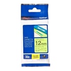 Fita laminada. Texto preto sobre fundo amarelo fluorescente. Largura: 12 mm. Comprimento: 5 m - Brother TZe-C31