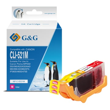 G&G Canon CLI521 Magenta Cartucho de Tinta Compatível, 8.4 ml - Tinteiro Compatível 2935B001
