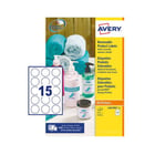 Etiquetas Redondas Removíveis 51mm Avery 25 Folhas 375un - Avery AVEL4853REV-25