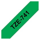 Fita de etiquetas laminadas genéricas Brother TZe741 - Texto preto sobre fundo verde - Largura 18 mm x 8 metros - BR-TZE741