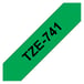 Fita de etiquetas laminadas genéricas Brother TZe741 - Texto preto sobre fundo verde - Largura 18 mm x 8 metros - BR-TZE741