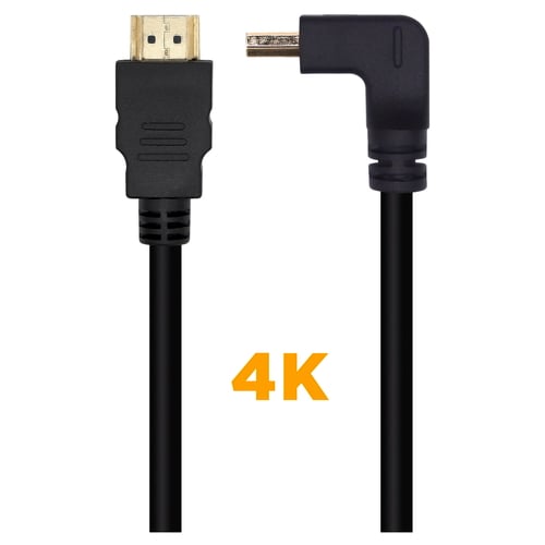 Aisens Cabo HDMI V2.0 Angular Premium Alta Velocidade / HEC 4K@60Hz 18Gbps - A/M-A/M - 1.0M - Cor Preto - Aisens A120-0456