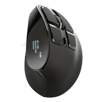 Rato ergonómico sem fios recarregável Trust Voxx 2400 dpi - 8 botões - Ecrã LED - Funcionamento com a mão direita - Preto - Trust 23731