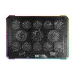 Base MARS GAMING MNBC13, ARGB, 13x FANS, LCD CONTROL SCREEN, PHONE HOLDER, UP TO 17", BLACK - Mars Gaming MNBC13