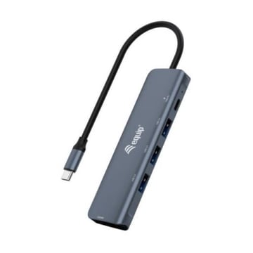 Concentrador multifuncional USB-C 5 em 1 Equipado com 3x USB 3.0, 1x HDMI 1x USB-C PD - Caixa de alumínio - Equip 133487