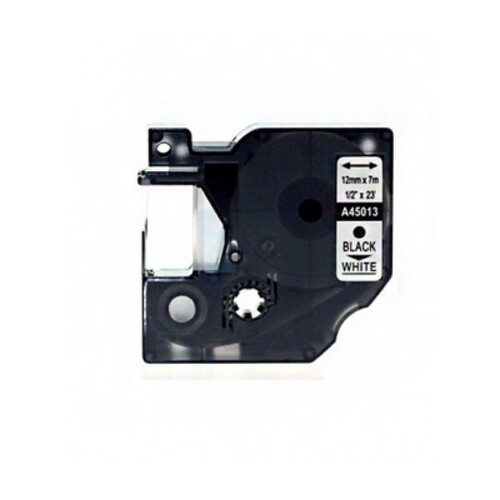 Fita de etiquetas genérica Dymo D1 45013 para impressora de etiquetas - Texto preto sobre fundo branco - Largura 12 mm x 7 metros - Substitui S0720530 - DYR-45013