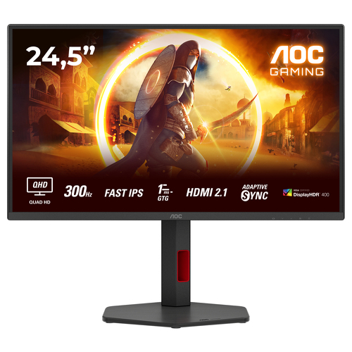 AOC MONITOR FAST IPS 25" (24.5) 16:9 FHD 1MS 300HZ HDMI DP COLUNAS HAS PIVOT - AOC Q25G4SR
